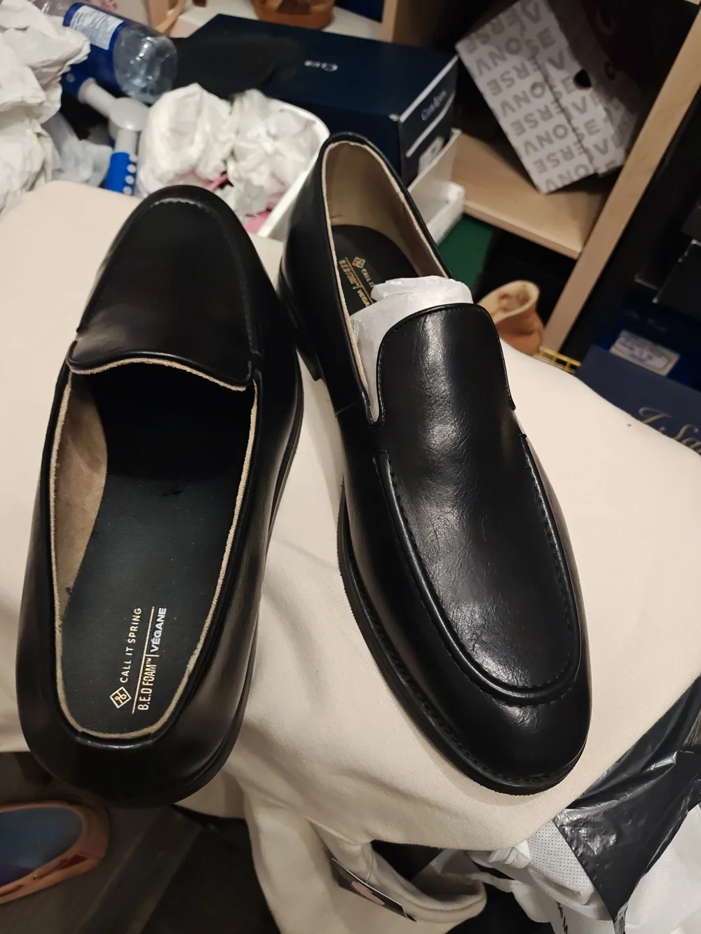 Call It Spring Black Leather Slip-On Men’s Loafers 13